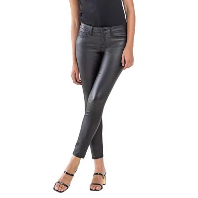 VERVET BY FLYING MONKEY MID RISE PU COATED ANKLE SKINNY JEANS IN BLACK