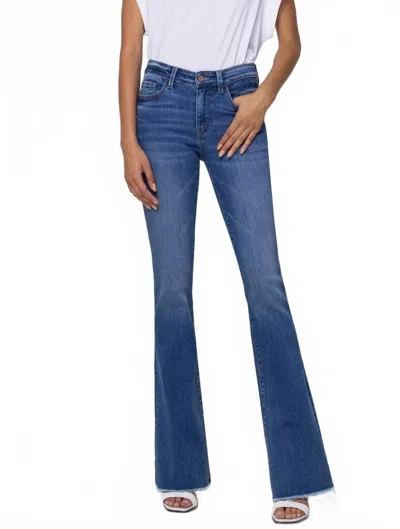 Vervet By Flying Monkey Mid Rise Raw Hem Flare Jeans - Plus In Blue