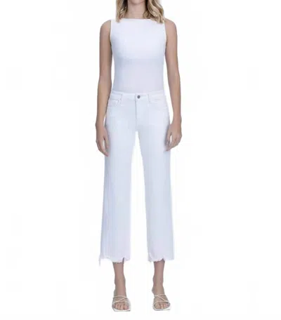 Vervet By Flying Monkey Mid Rise Uneven Frayed Hem Cropped Straight Jeans In White