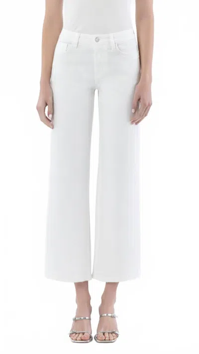 Vervet By Flying Monkey Mid Rise Wide Leg Crop Jean In Optic White