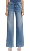 Vervet By Flying Monkey Mid Rise Wide Leg Jean In Vouchsafe In Blue