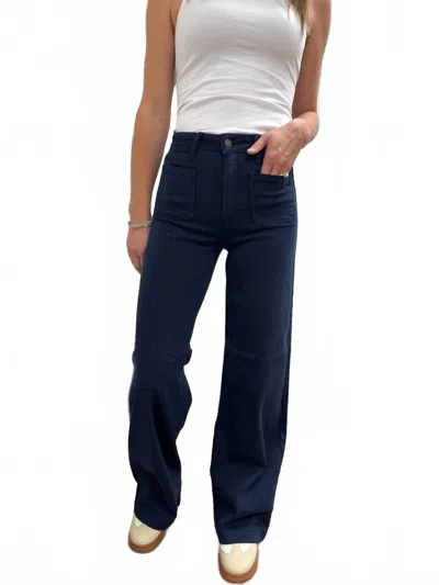 Vervet By Flying Monkey Mini Patch Pocket Wide Leg Jean In Navy In Blue