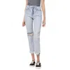 Vervet By Flying Monkey Minor Mishap Super High Rise Relaxed Cuffed Straight Jeans In Light Wash In Blue