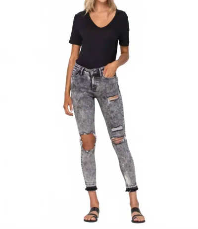 Vervet By Flying Monkey Mornin' Light Cropped Skinny Jeans In Acid Wash In Blue