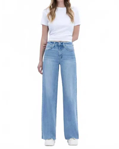 Vervet By Flying Monkey Natalie High Rise Clean Cut Raw Hem Jeans In Light Wash In Blue