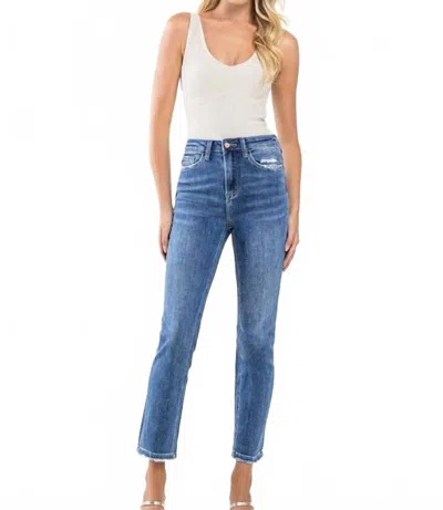 Vervet By Flying Monkey Odette High Rise Ankle Slim Straight Jeans In Blue