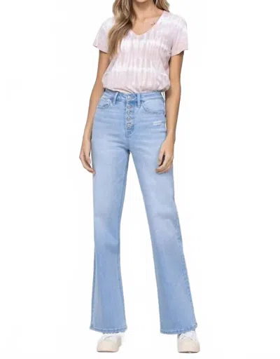 Vervet By Flying Monkey Olivia Comfort Stretch Button Up Wide Leg Jeans In Light Wash In Blue