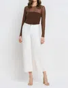 Vervet By Flying Monkey High Rise Clean Cut Raw Hem Crop Wide Leg Jeans In Optic White