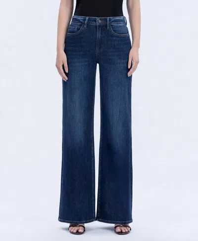 Vervet By Flying Monkey Olivia Super High Rise Full Length Wide Jean In Dark Wash In Multi