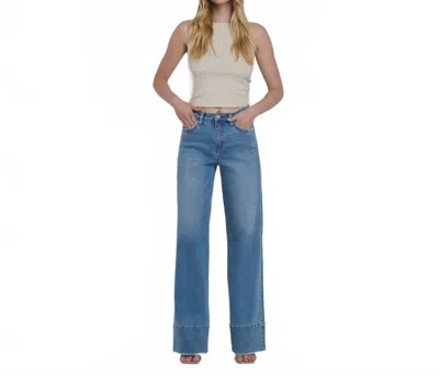 Vervet By Flying Monkey Olivia Wide Leg Raw Hem Jean In Legitimate In Blue