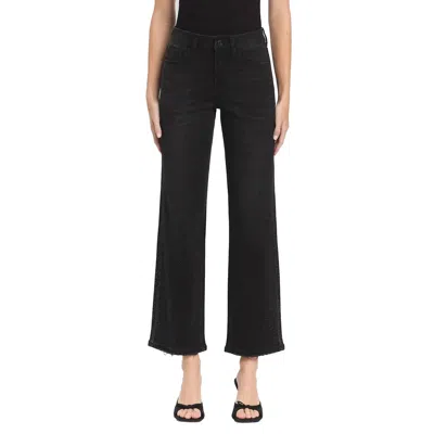 Vervet By Flying Monkey Openness High Rise Rhinestone Detail Slim Wide Jeans In Black