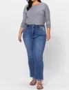 Vervet By Flying Monkey Plus Size Leona High Rise Ankle Slim Straight Jean In Medium Wash In Multi