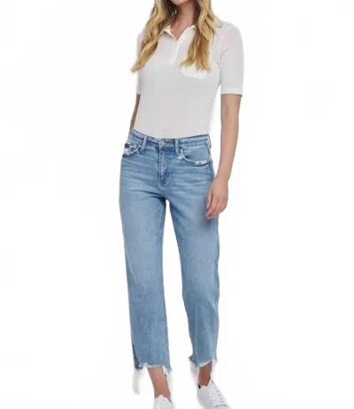 Vervet By Flying Monkey Poppy Fray Hem Straight Jeans In Blue