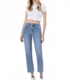 Vervet By Flying Monkey Quinn Mid Rise Regular Straight Jeans In Blue In Blue