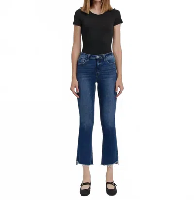 Vervet By Flying Monkey Raw Step Hem Crop Flare In Blue
