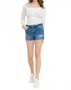 Vervet By Flying Monkey Rebecca High Rise Shorts In Blue In Blue