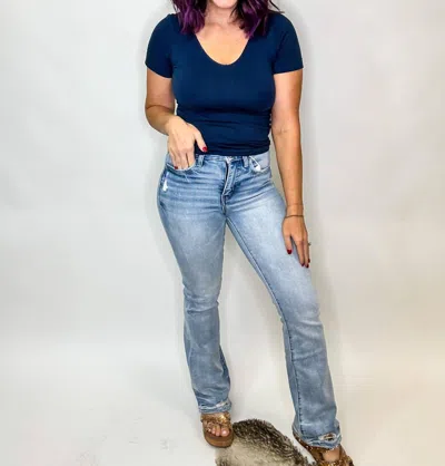 Vervet By Flying Monkey Rebel Edge Bootcut Jeans In Denim In Multi