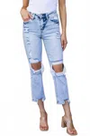 Vervet By Flying Monkey Rizzo High Rise Crop Straight Jeans In Blue In Blue