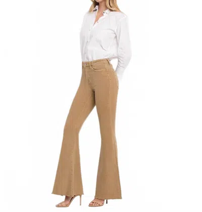 Vervet By Flying Monkey Rosalee High Rise Super Flare Jeans In Beige In Nude