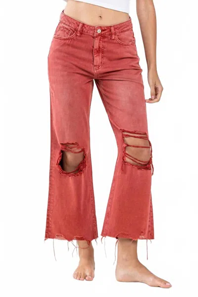 Vervet By Flying Monkey Sadie Crop Flare Jeans In Burnt Red