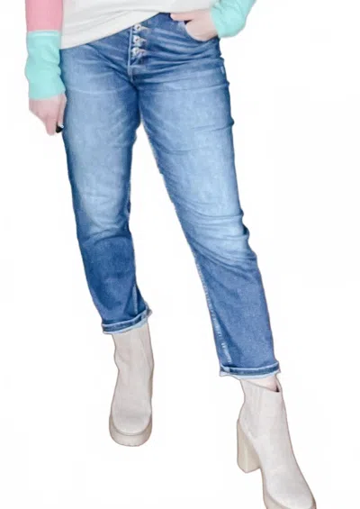 Vervet By Flying Monkey Samantha Straight Leg Jean In Medium Wash In Blue