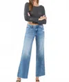 Vervet By Flying Monkey Olivia Mid Rise Wide Leg Jeans In Vouchsafe In Blue