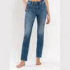 VERVET BY FLYING MONKEY SHANA HIGH RISE SLIM STRAIGHT JEANS IN BLUE