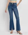 Vervet By Flying Monkey Shimmeringly High Rise Front Seam Slit Flare Jeans - Plus In Dark Blue In Blue