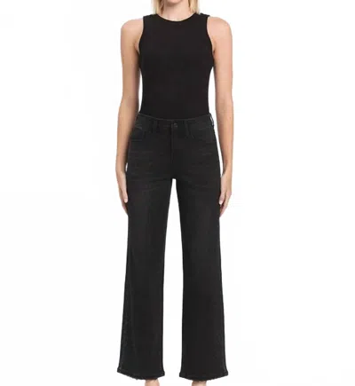 Vervet By Flying Monkey Stevie Rhinestone High Rise Slim Wide Jeans In Black