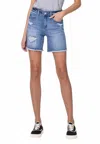 Vervet By Flying Monkey High Rise Midi Shorts In Blue In Multi
