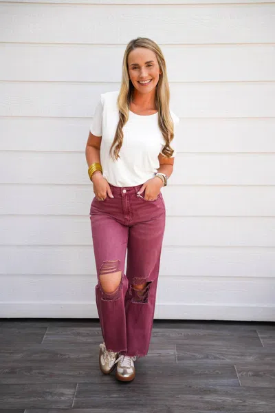 Vervet By Flying Monkey Super High Rise 90's Vintage Crop Flare Jeans In Russet Brown In Pink
