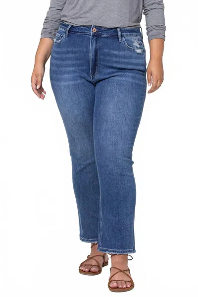 Vervet By Flying Monkey Super High Rise Ankle Slim Straight Jeans In Medium Wash In Multi