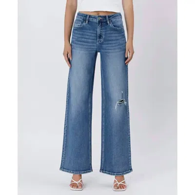 Vervet By Flying Monkey Super High Rise Baggy Wide Jeans In Along Came Here In Blue