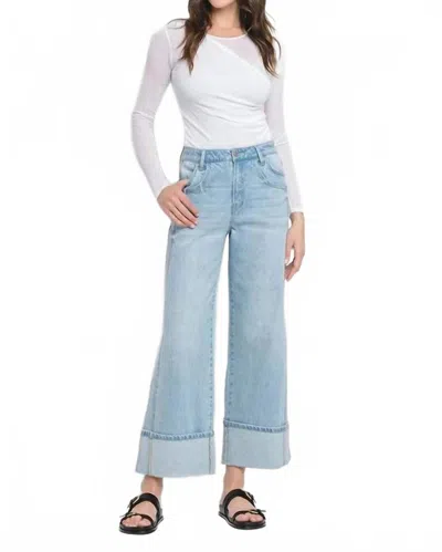 Vervet By Flying Monkey Super High Rise Cuff Baggy Wide Leg Jeans In Streamlined In Blue