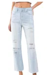 Vervet By Flying Monkey Super High Rise Distressed Ankle Jeans In Light Wash In Blue