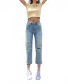 Vervet By Flying Monkey Super High Rise Distressed Straight Jeans In Blue In Blue