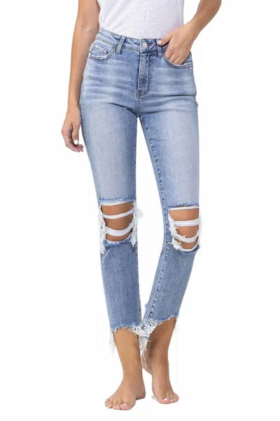 Vervet By Flying Monkey Super High Rise Kick Flare Jean In Miracles In Blue
