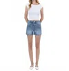 Vervet By Flying Monkey Super High-rise Rhinestone Denim Shorts In Rambler In Multi
