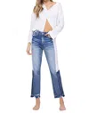 Vervet By Flying Monkey Super High Rise Side Blocking Panel Straight Jeans In Tallulah Skye In Multi