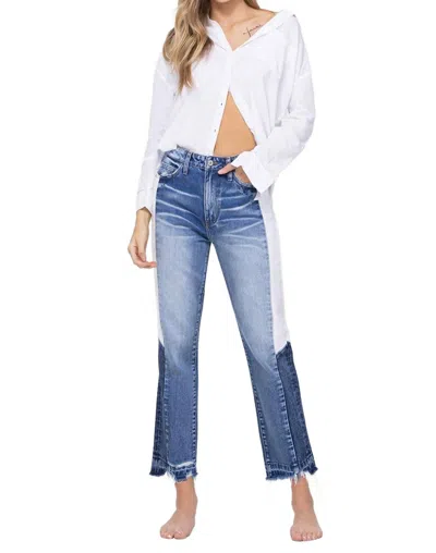 Vervet By Flying Monkey Super High Rise Side Blocking Panel Straight Jeans In Tallulah Skye In Multi