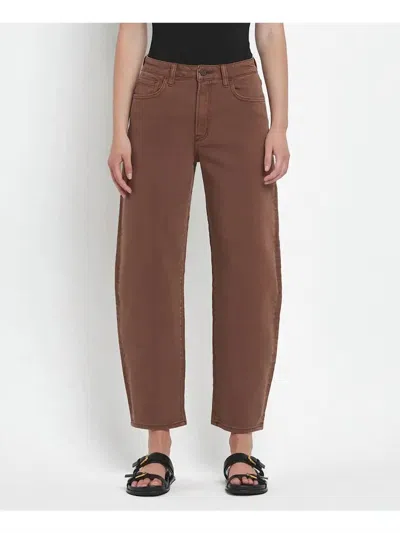 Vervet By Flying Monkey Super High Rise Slim Barrel Jeans In Brown