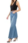 Vervet By Flying Monkey High Rise Cuffed Panel Baggy Wide Jeans In Medium Wash In Multi