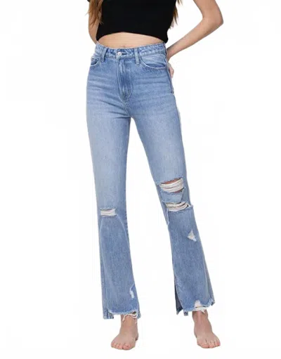 Vervet By Flying Monkey Super High Rise Straight Ankle With Slit Detail Jeans In Blue