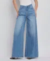 Vervet By Flying Monkey High Rise Raw Hem Wide Leg A Line Jeans In Legitimate In Multi