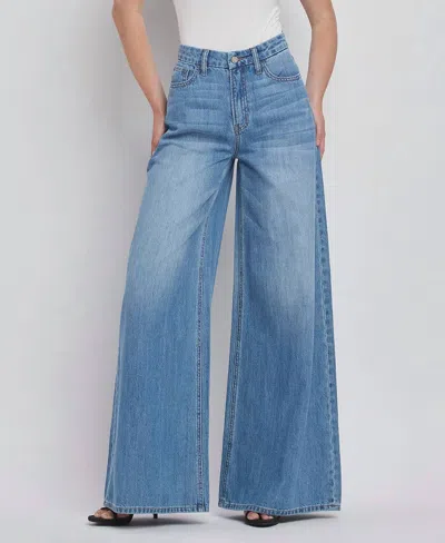 VERVET BY FLYING MONKEY SUPER HIGH RISE WIDE LEG JEANS IN KUDOS