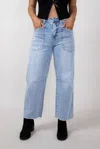 Vervet By Flying Monkey Super High Waisted Barrel Jeans In Blue