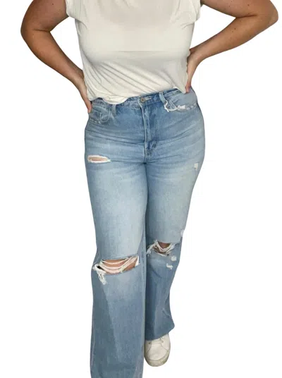 Vervet By Flying Monkey The Classics Vintage Flare Denim In Light Wash In Blue