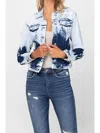 Vervet By Flying Monkey Tie Dye Bleached Denim Jacket In Light Blue In Blue