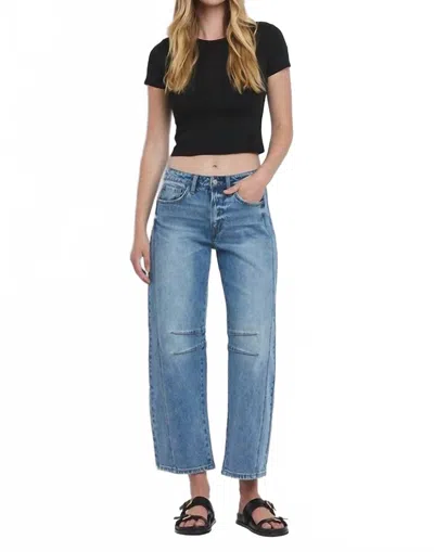 Vervet By Flying Monkey Tinsley High Rise Barrel Jean In Blue