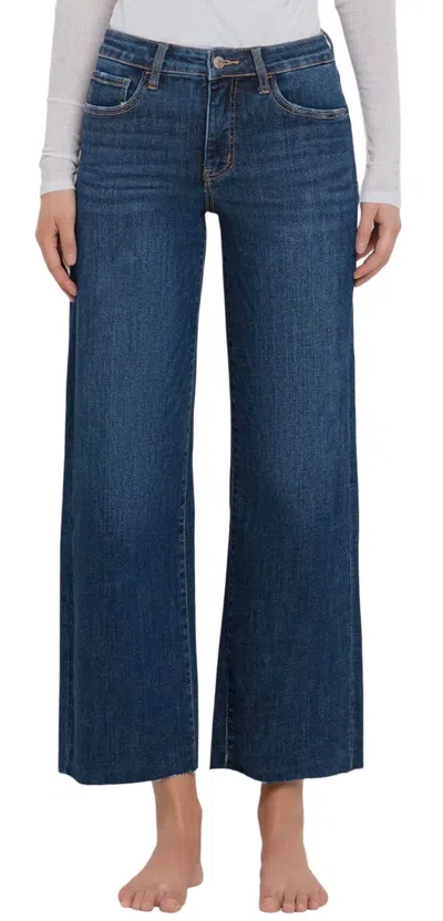 Vervet By Flying Monkey Tummy Control Mid Rise Wide Leg Jean In Finders Keepers In Blue